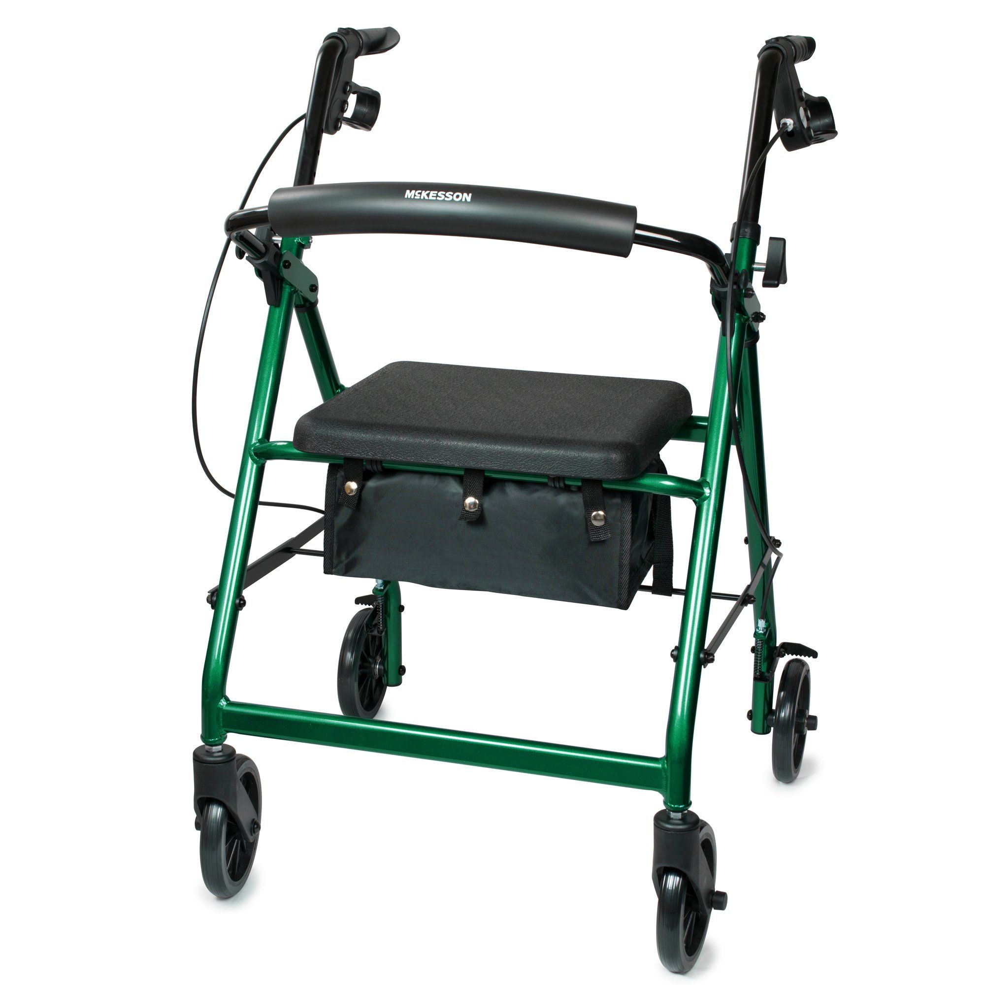 McKesson Rollator Walker with Seat, Green - 300 lbs Capacity