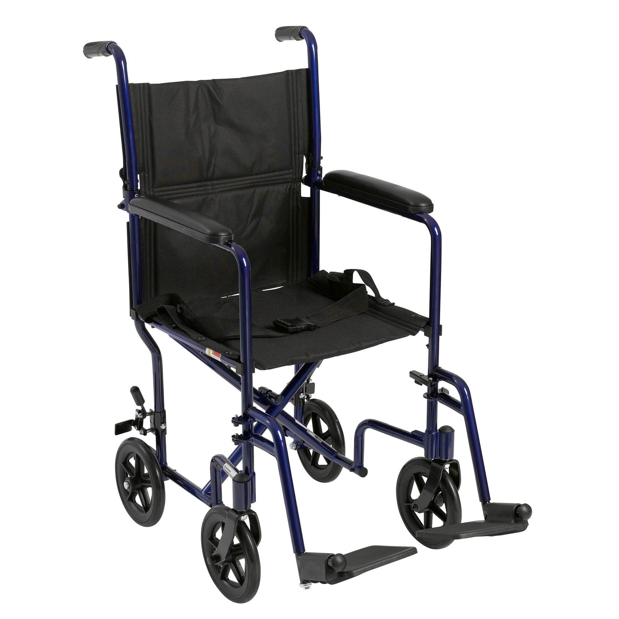 McKesson Lightweight Transport Chair, Blue - 300 lbs Capacity