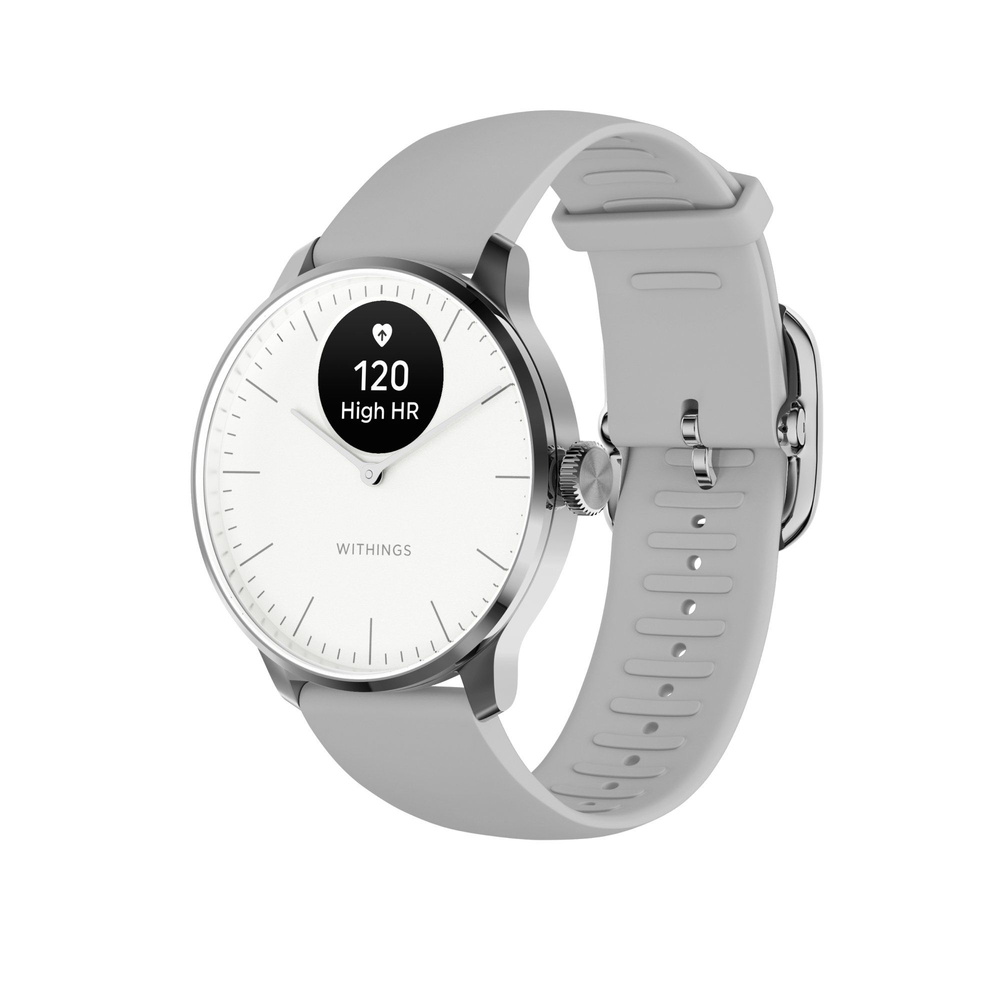 Withings ScanWatch Light - Daily Health Hybrid Smartwatch, 37mm - White/Silver