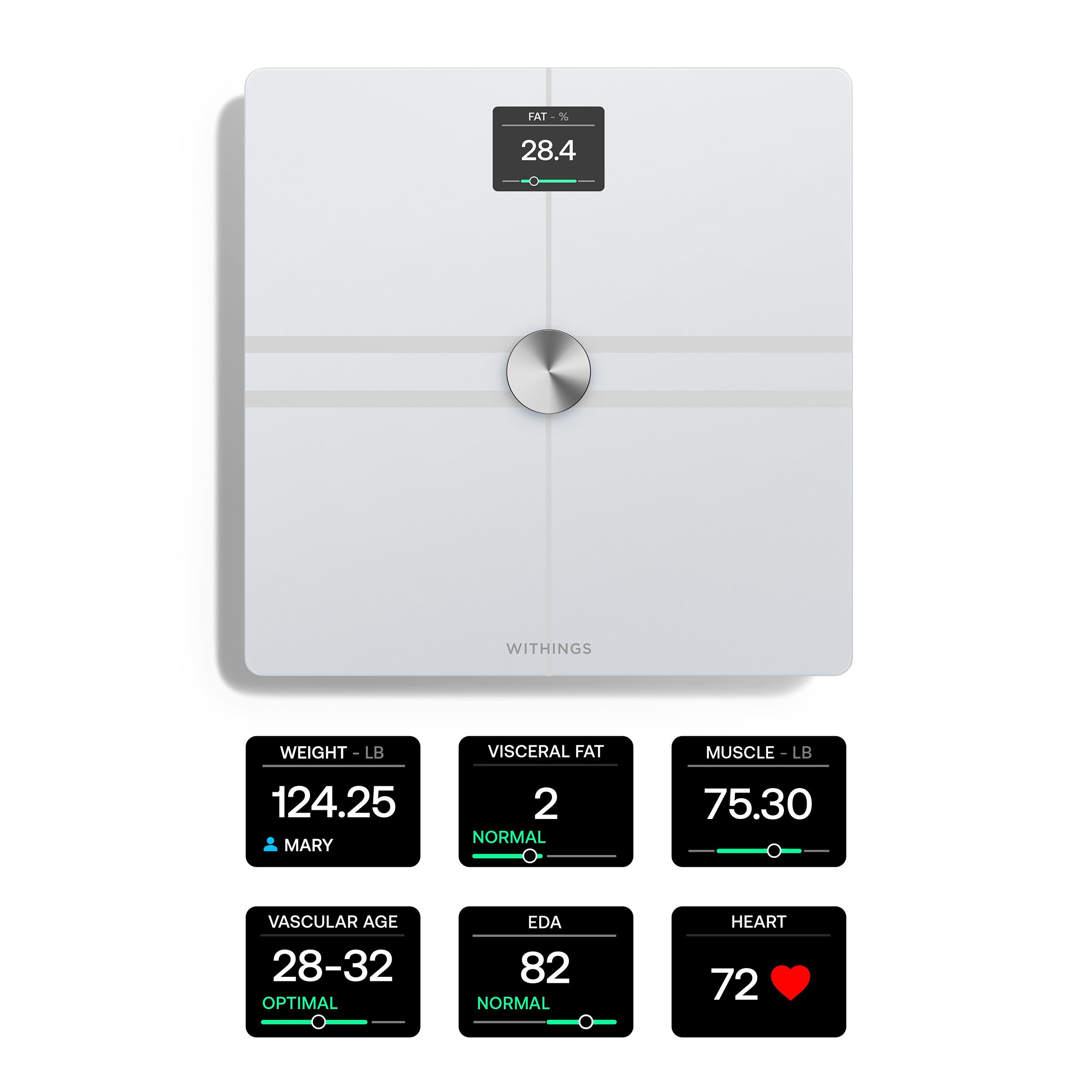 Withings Complete Body Composition Analysis Wi-Fi Smart Scale with LCD Color Screen - White