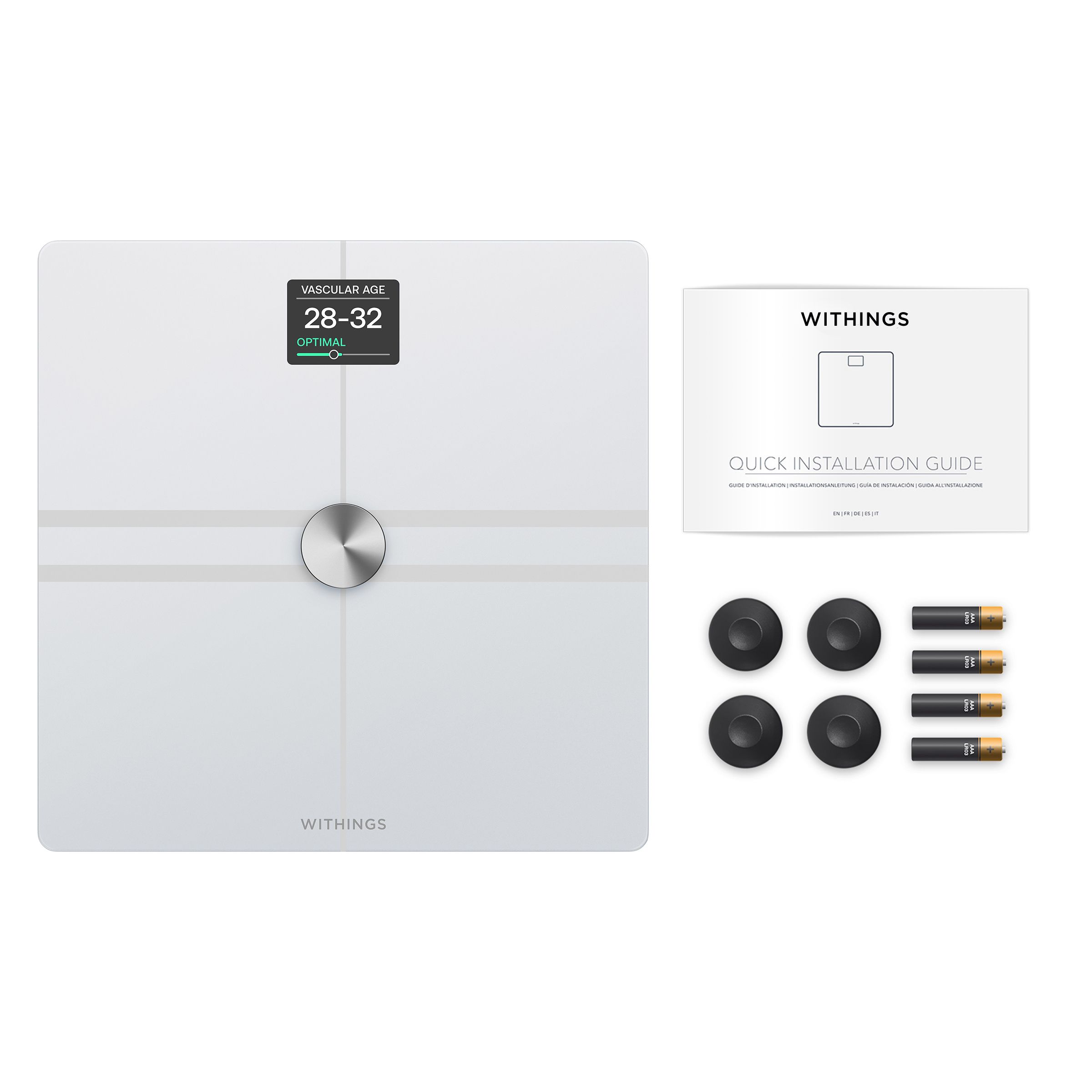 Withings Complete Body Composition Analysis Wi-Fi Smart Scale with LCD Color Screen - White