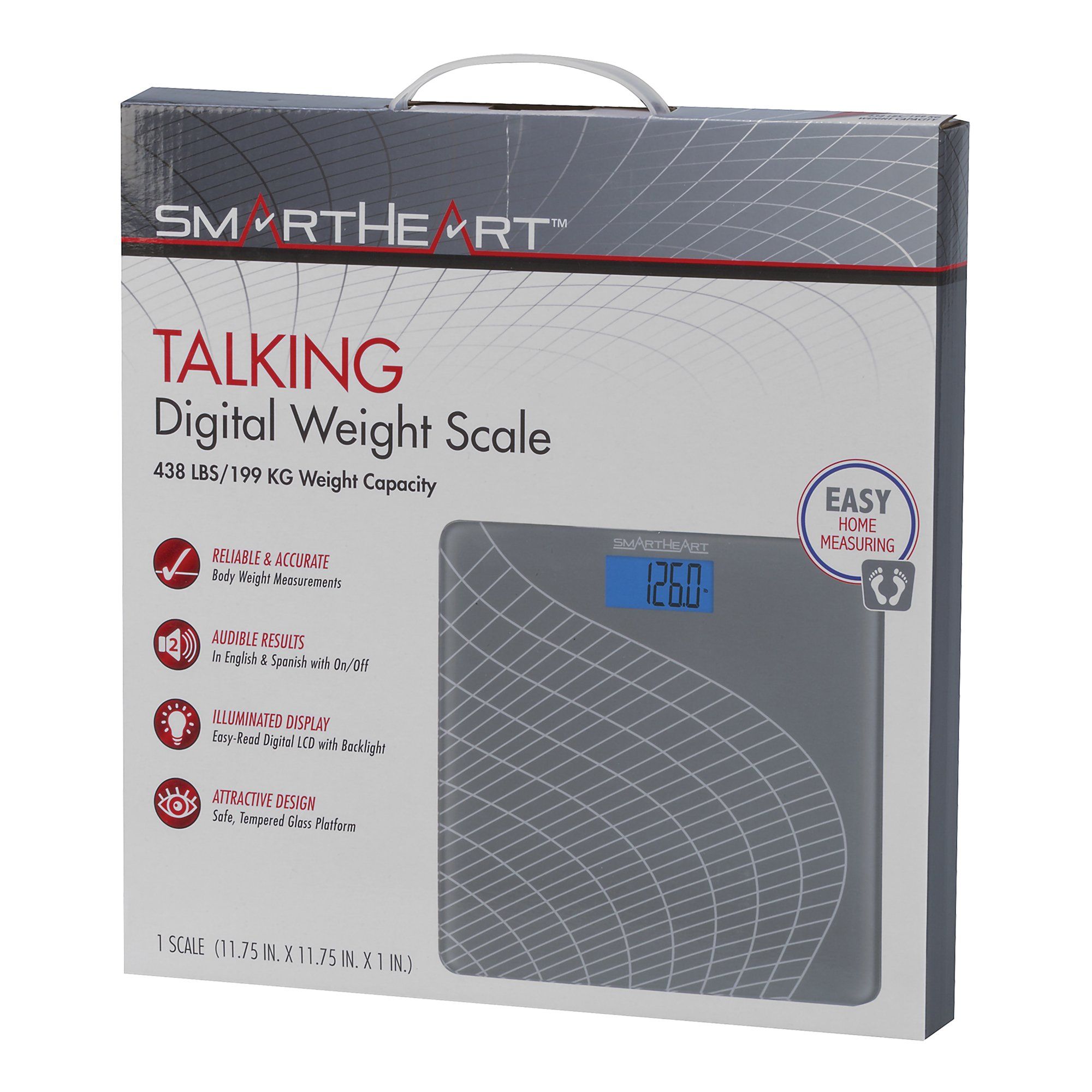 Smartheart Talking Digital Scale | Audible Results in English or Spanish - 438 lbs Weight Capacity