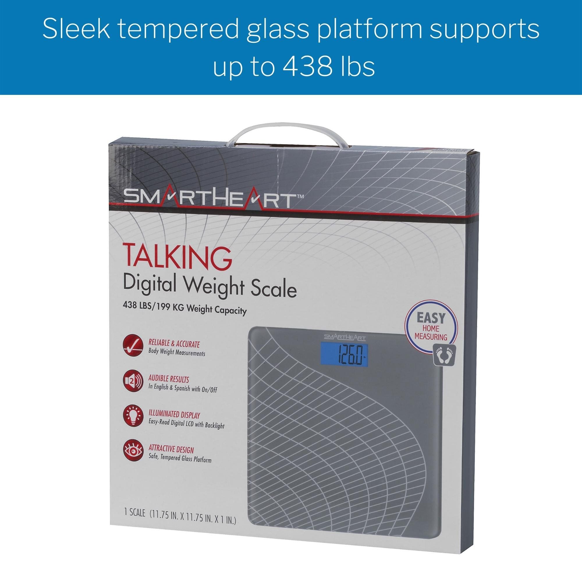 Smartheart Talking Digital Scale | Audible Results in English or Spanish - 438 lbs Weight Capacity