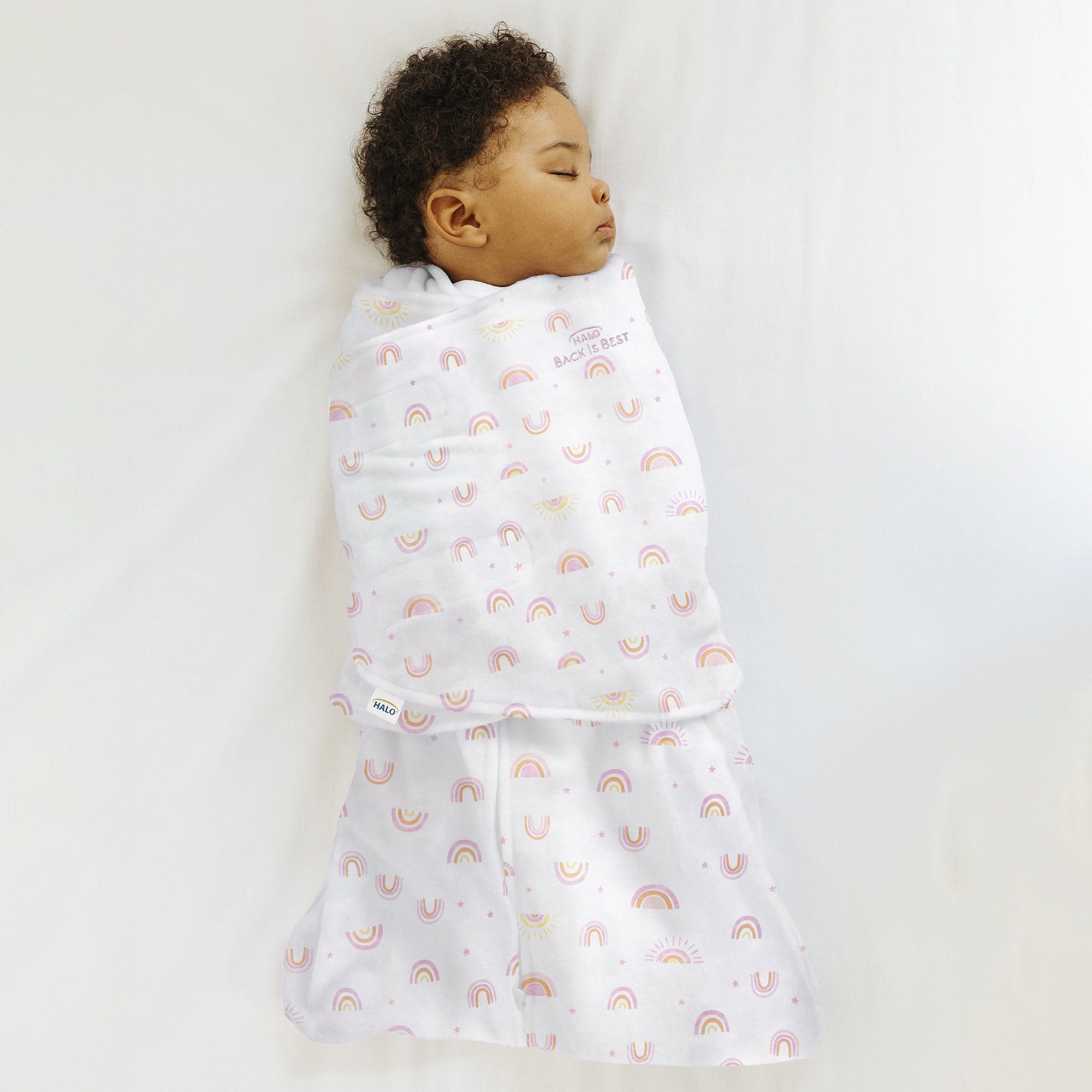 HALO SleepSack Swaddle, Sunshine Rainbows Pink, Newborn (0 to 3 Months) - 1 ct