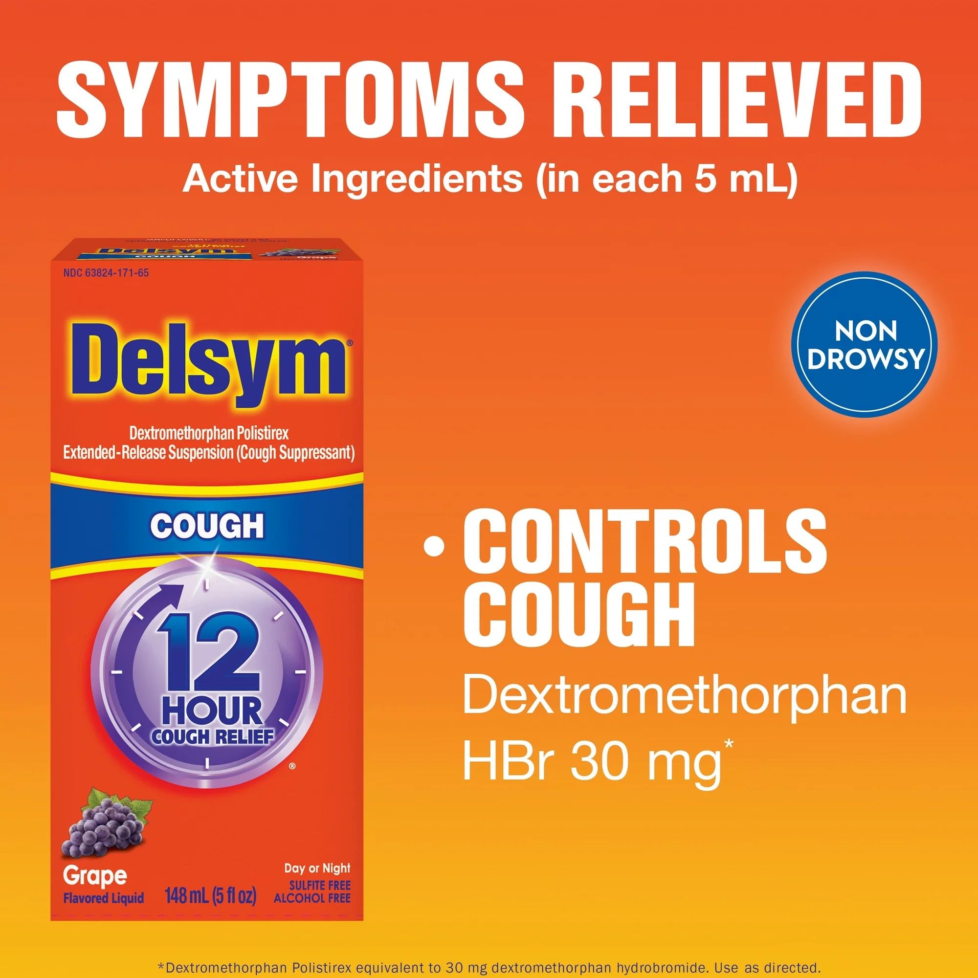 Delsym Cough Relief Liquid, Grape - 5 fl oz