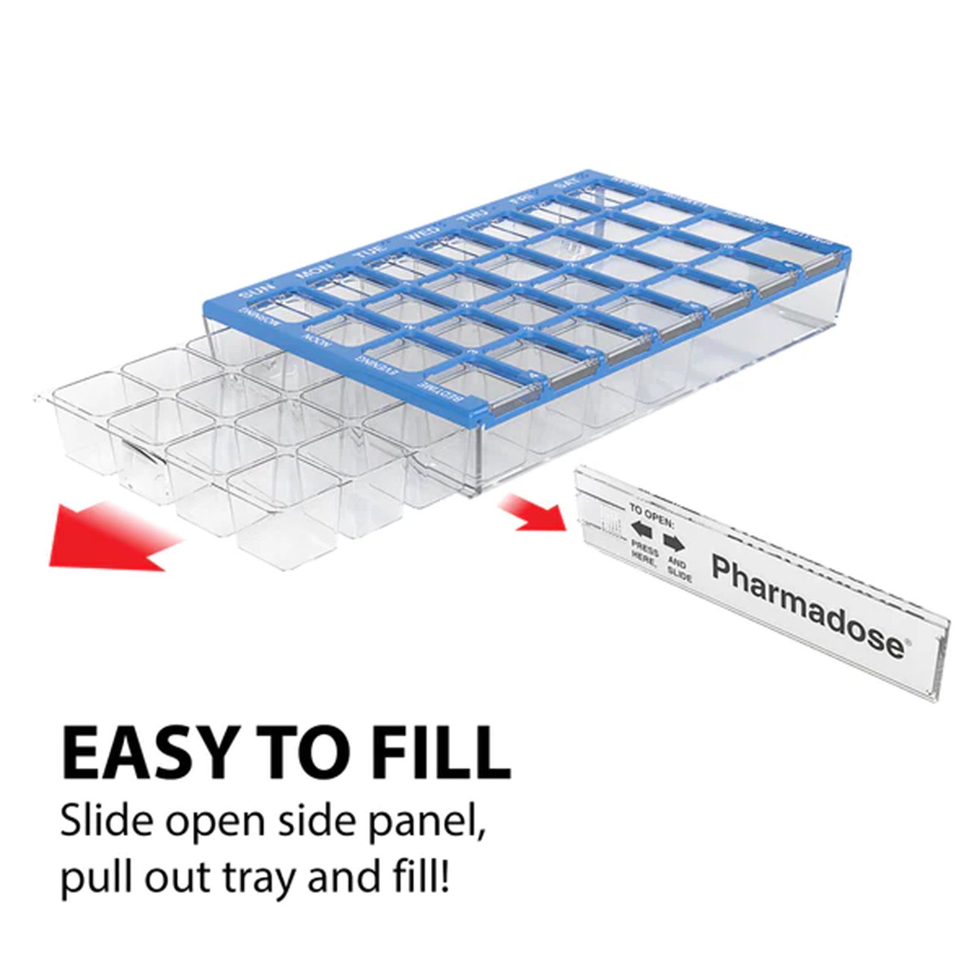 Ezy Dose Weekly (7-Day) Pharmadose Pill Organizer, 4 Times a Day Pill Planner - Small