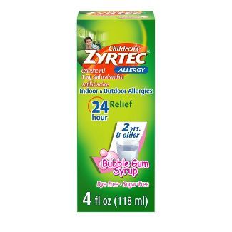 Zyrtec Children's 24 Hour Allergy Relief Syrup,  Bubble Gum - 4 fl oz