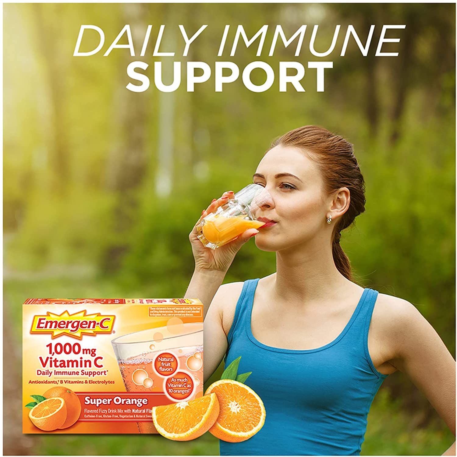 Emergen-C  Vitamin C Immune Support Drink Mix, 1000 mg, Super Orange - 30 ct