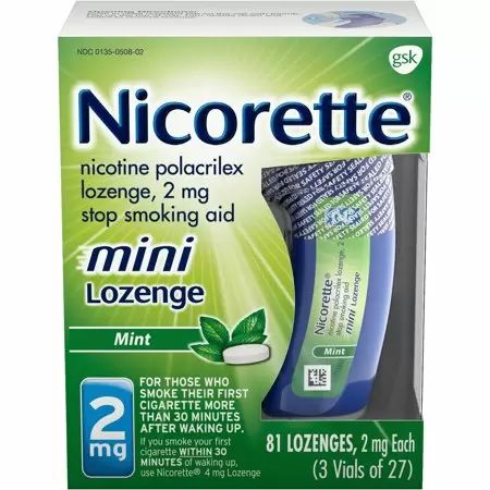 Nicorette Mini Lozenge to Stop Smoking, 2 mg, Mint Flavor - 81 ct