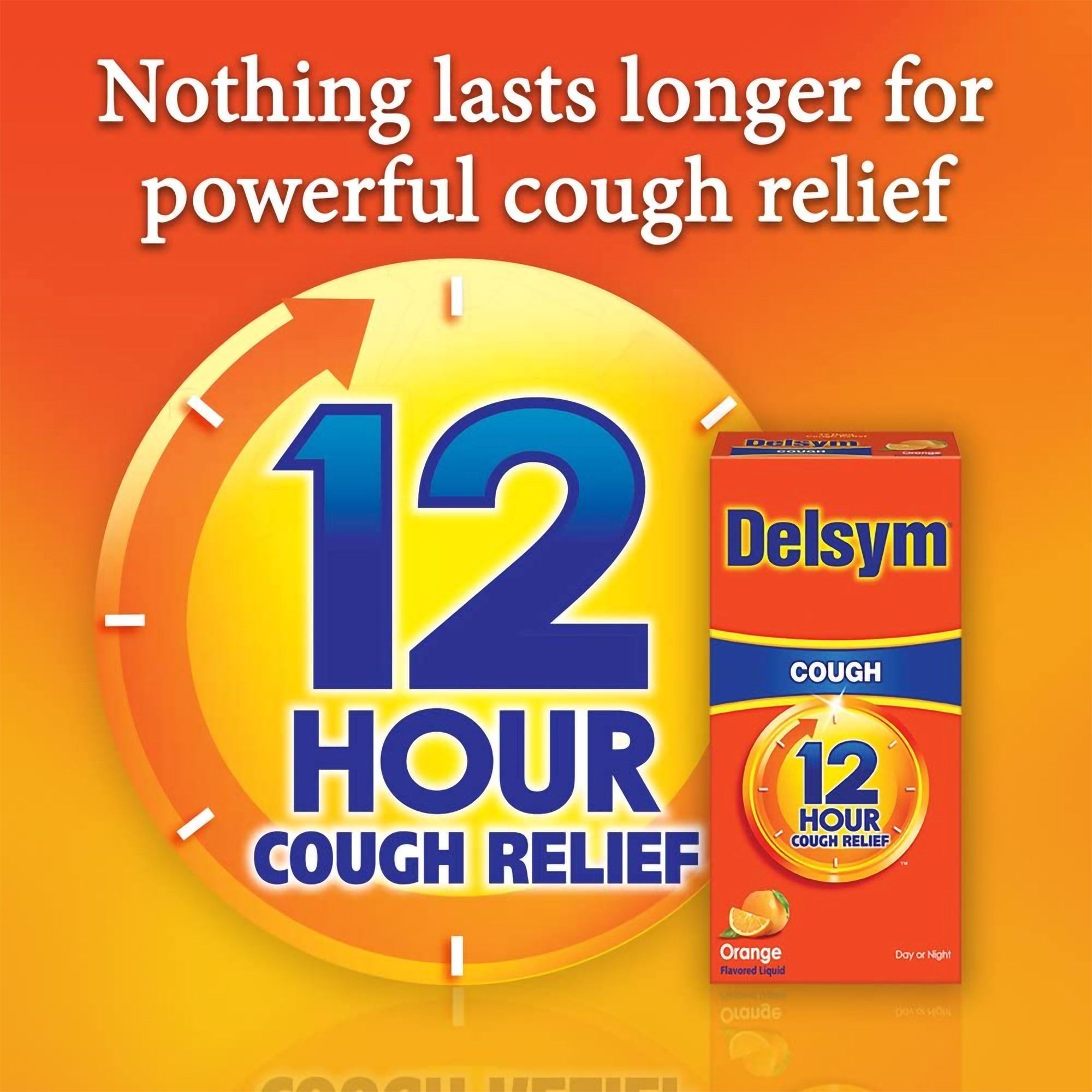 Delsym Adult Cough Suppressant Liquid, Orange Flavor - 3 fl oz