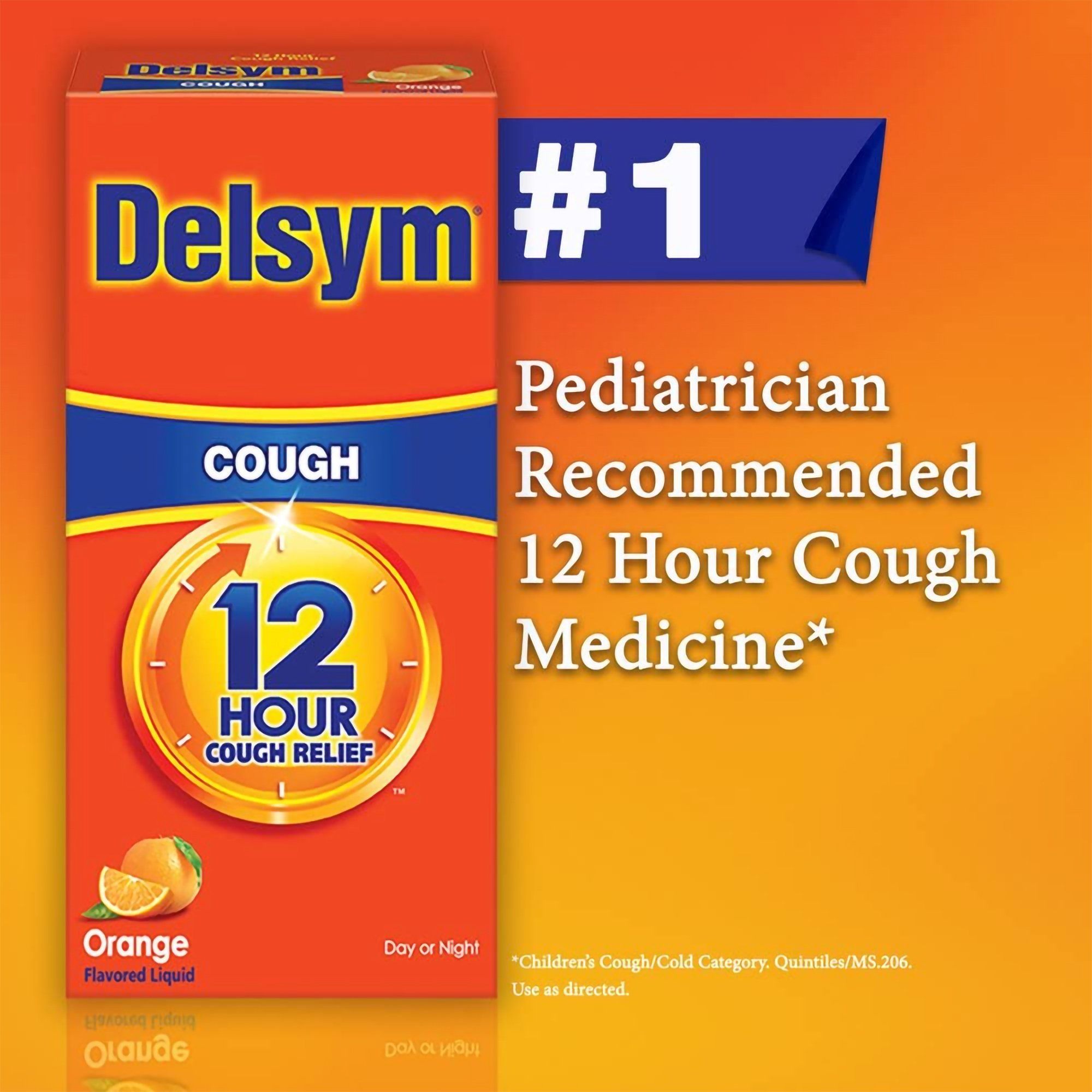 Delsym Adult Cough Suppressant Liquid, Orange Flavor - 3 fl oz