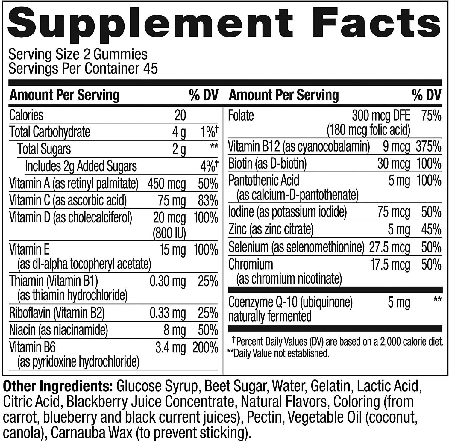 OLLY Perfect Men's Multivitamin Gummy, Blackberry Blitz - 90 ct