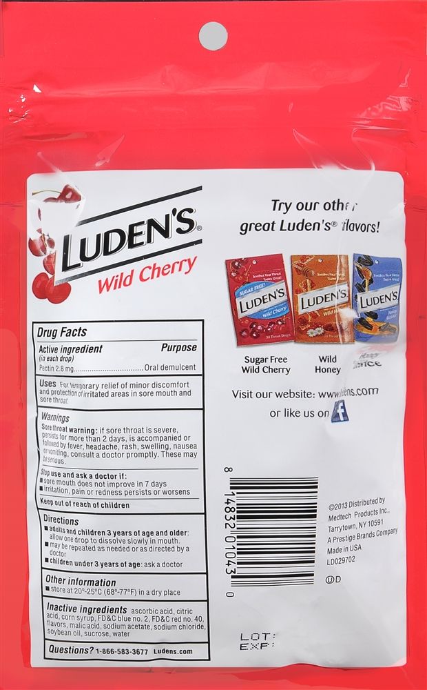 Luden's Wild Cherry Throat Drops - 30 ct