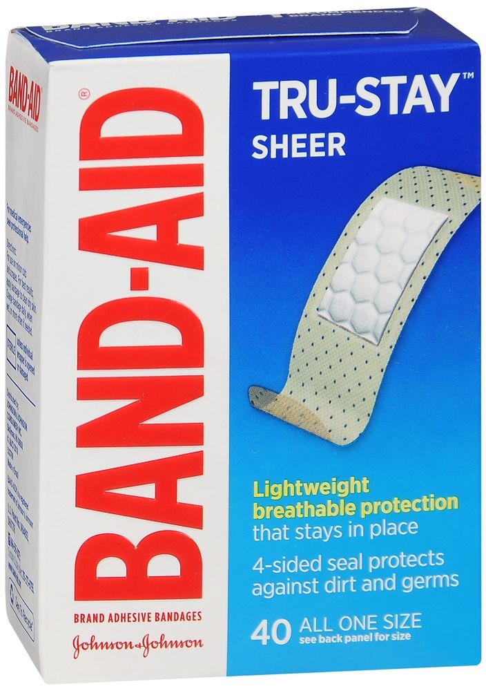 Band-Aid Tru-Stay Sheer Strip Bandages, All One Size - 40 ct