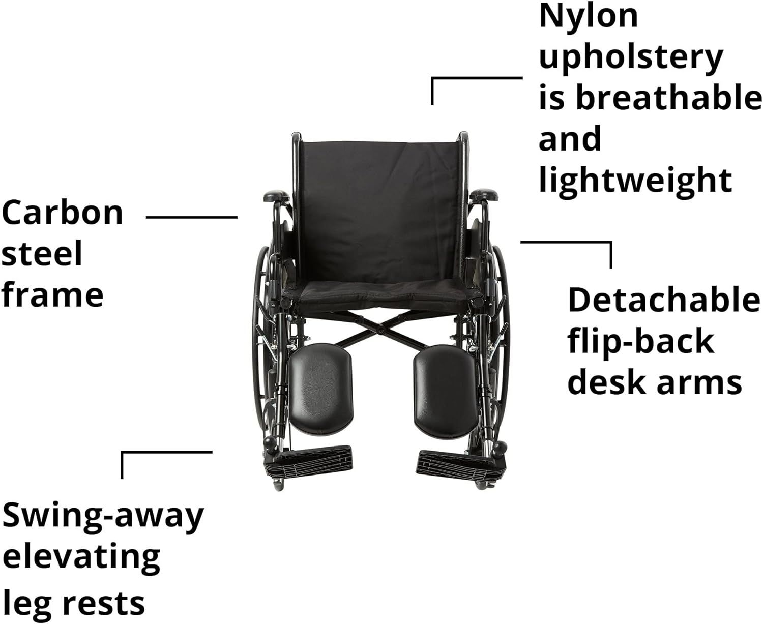 McKesson Lightweight Wheelchair with Flip Back Padded