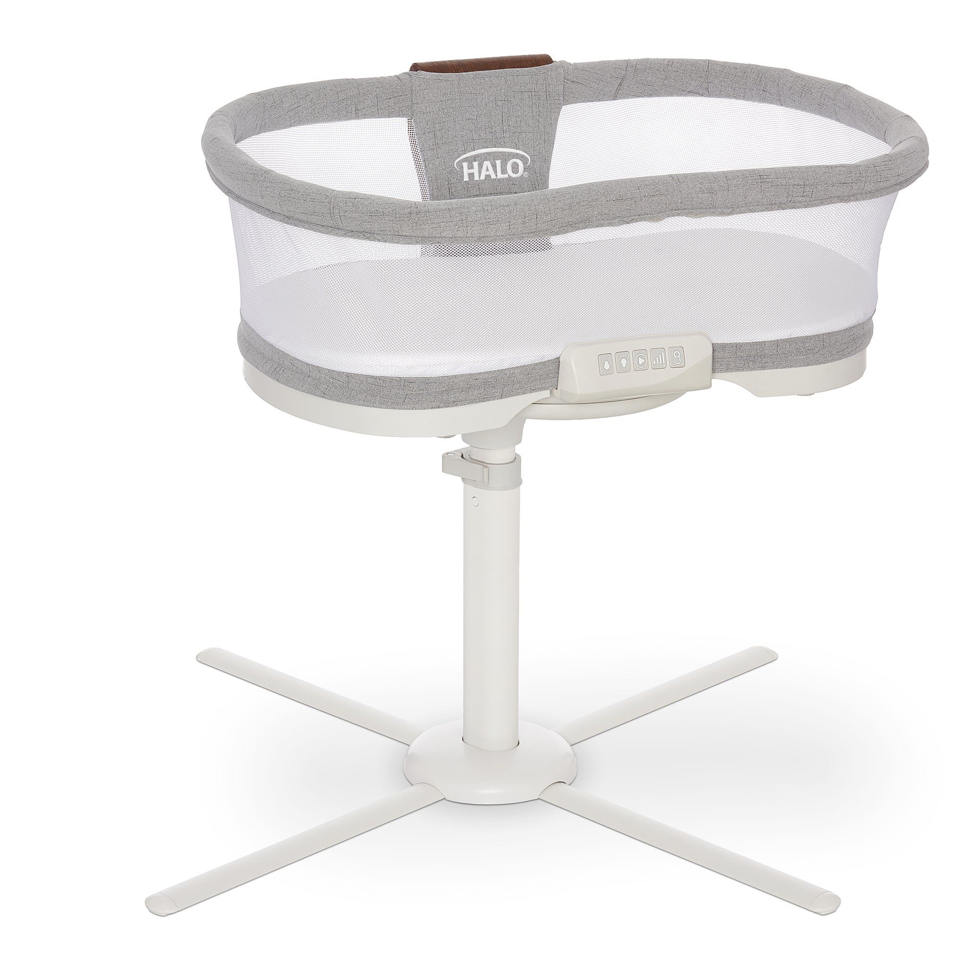 HALO Bassinest Luxe Series Vibrating Adjustable Bassinet Dove Gray Tweed