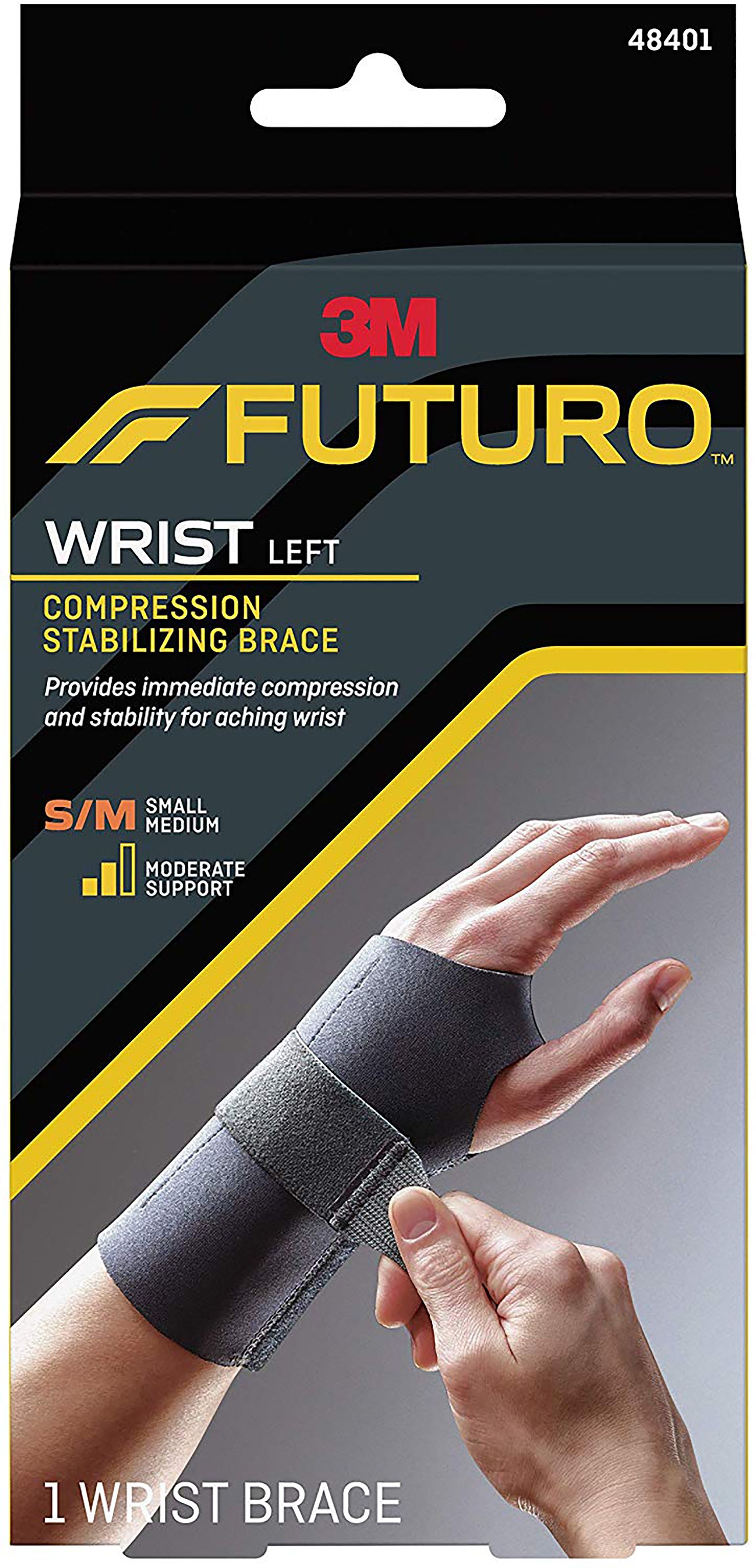 FUTURO Moderate Compression Stabilizing Wrist Brace, Left, Small/Medium ...