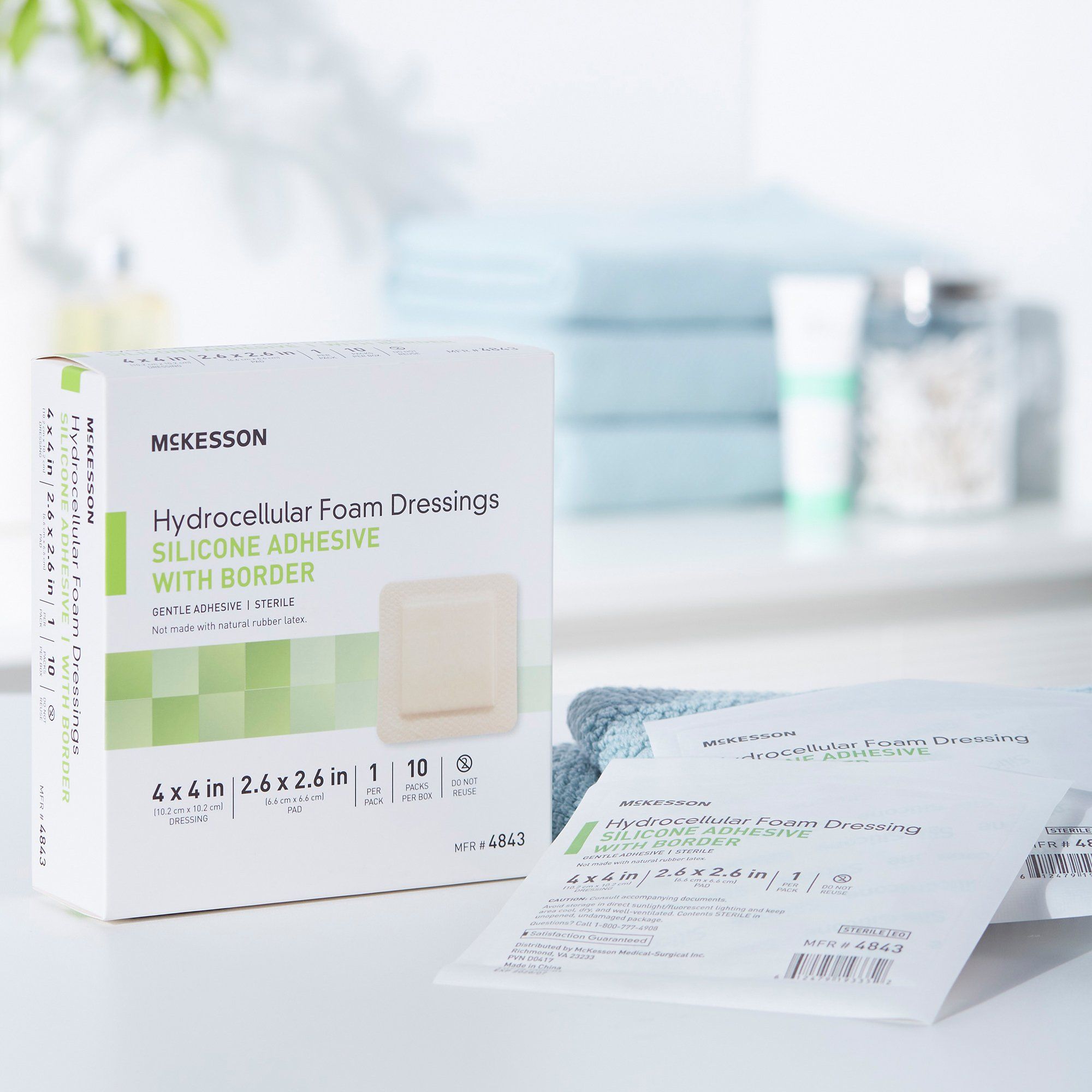 hydrocellular foam dressing McKesson Dressing, Acrylic Adhesive Wound Bandage, 3 in x 3 in, 10 Count, 1 Pack McKesson Foam Dressing, Film Backing,