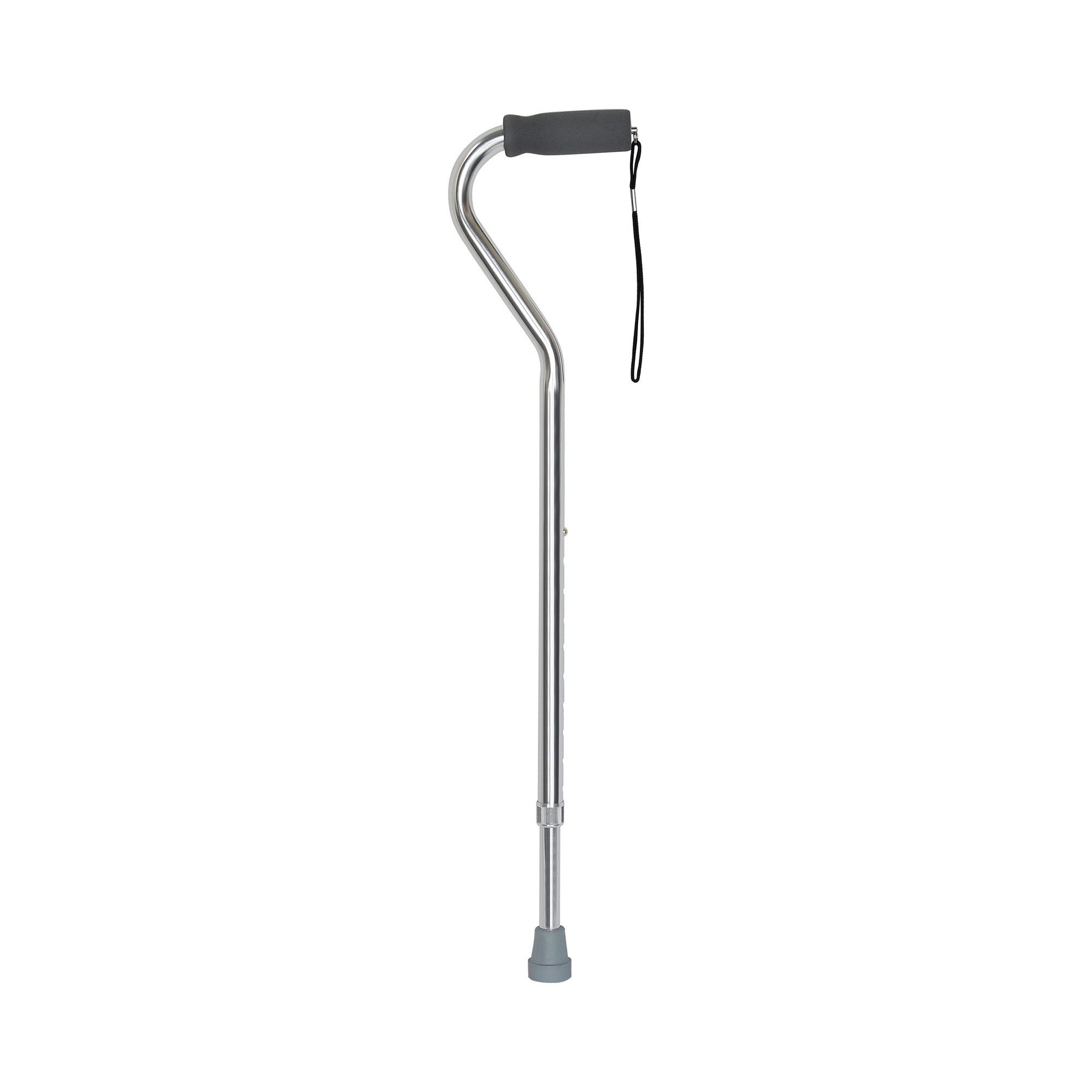 McKesson Offset Handle Adjustable Walking Cane, Silver Aluminum