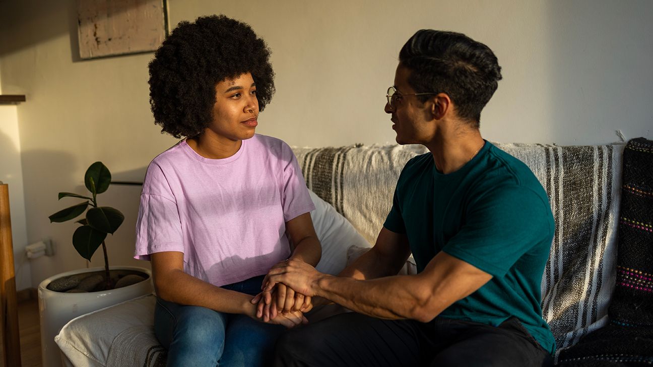 couple talking serious