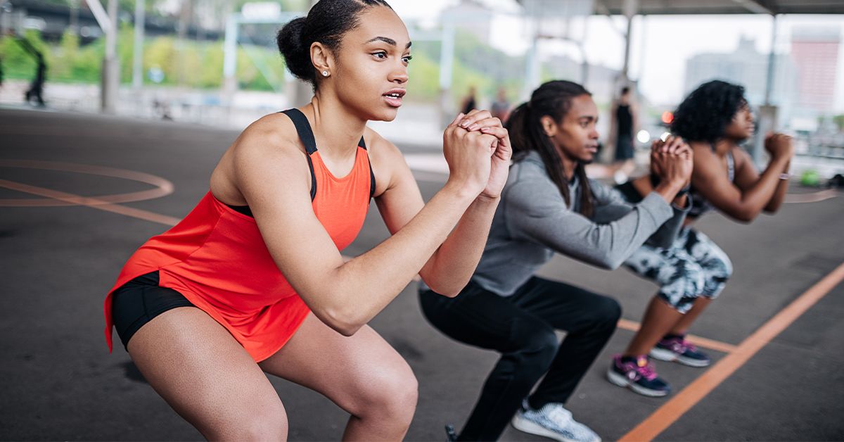 The down phase (or starting position) of a deep squat jump for