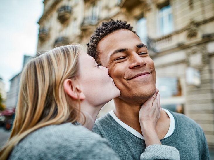 cropped view of man touching face of attractive girlfriend with