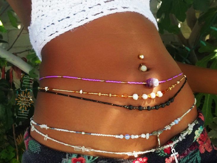 African Waist Beads Gold Bead Belly Chain Elastic Plus Size Waist Jewelry  Body Accessories For Women And Girls