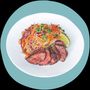 Epicured Vietnamese rice noodles with beef and vegetables