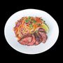 Epicured Vietnamese rice noodles with beef and vegetables