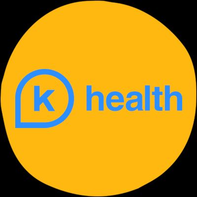 Sigla K Health pe fundal portocaliu