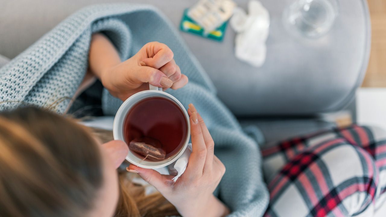 Woman sipping tea