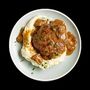 salsibury steak with gravy over mashed potatoes from Muscle Meals 2 Go