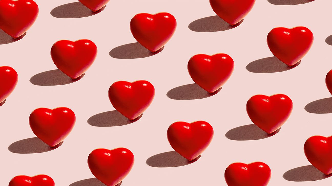 A collection of red hearts.