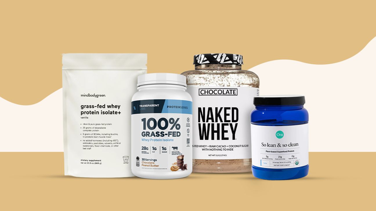 Four of the best-tasting protein powders, including options from mindbodygreen, Transparent Labs, Naked Nutrition, and Ora