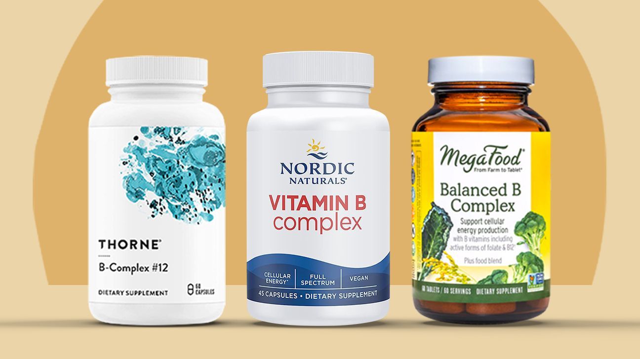 Thorne, Klean Athlete, and MegaFood B-complex vitamin supplements. 