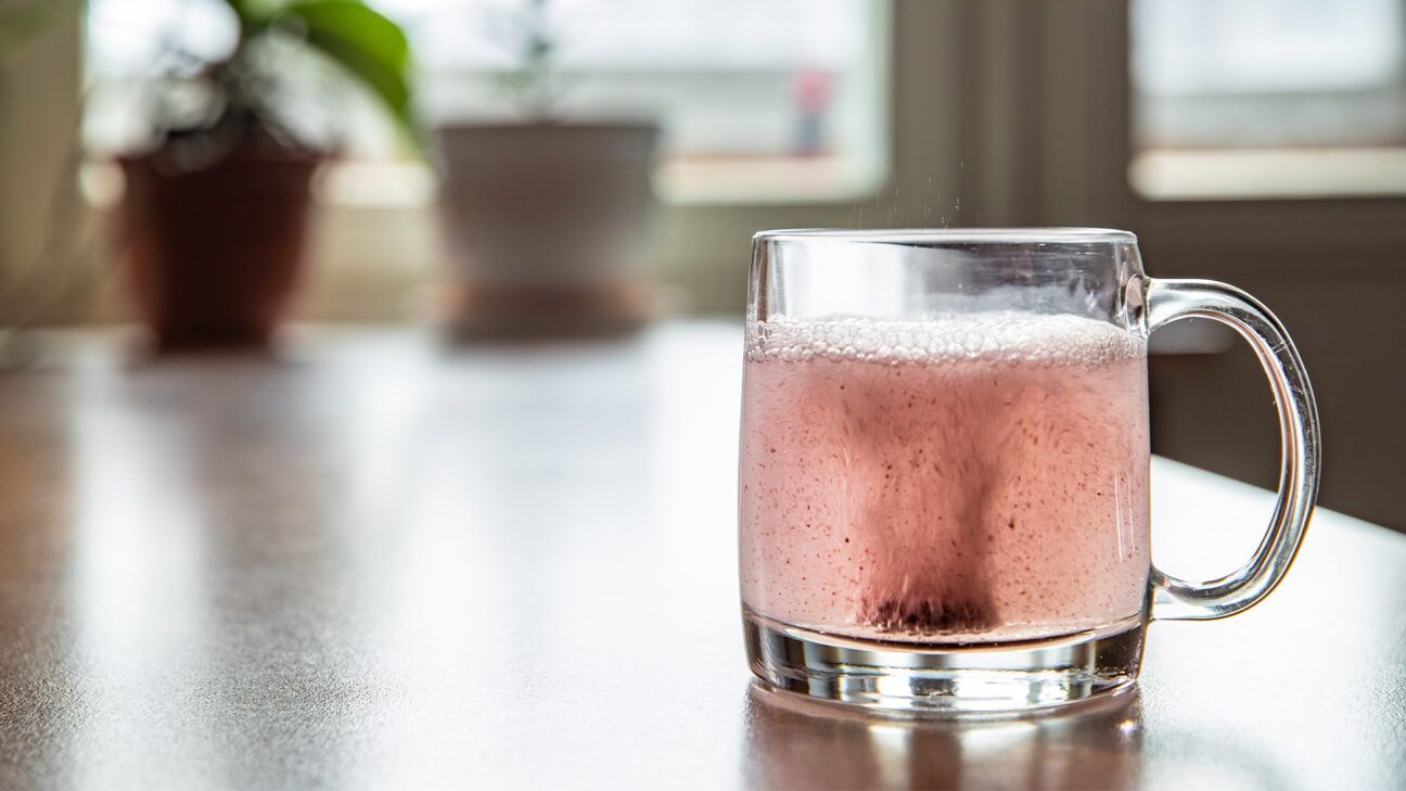 Dissolvable antacid tablet for GERD symptoms in a glass of water