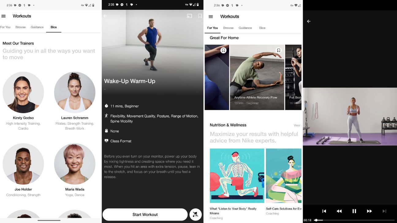 Nike Training Club app screenshots