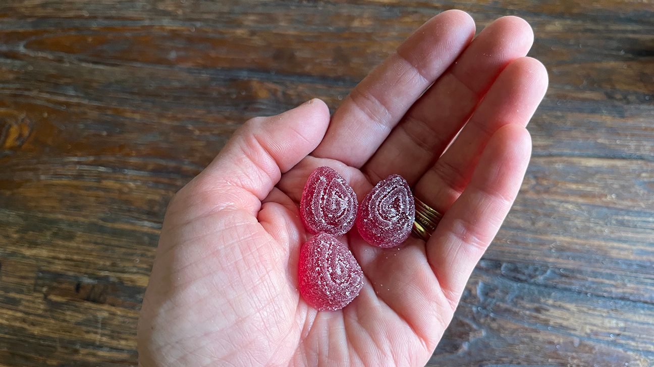 CBD gummies in hand