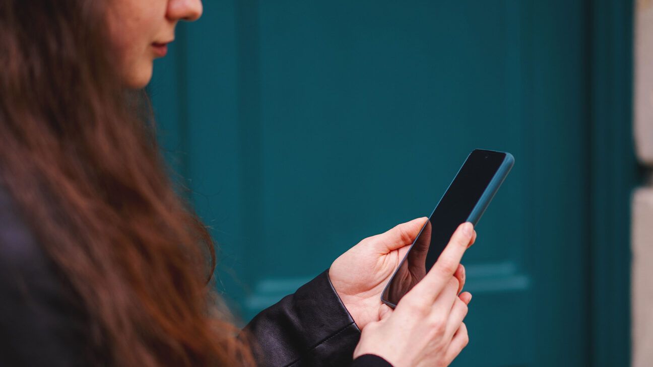 Woman using a smartphone.