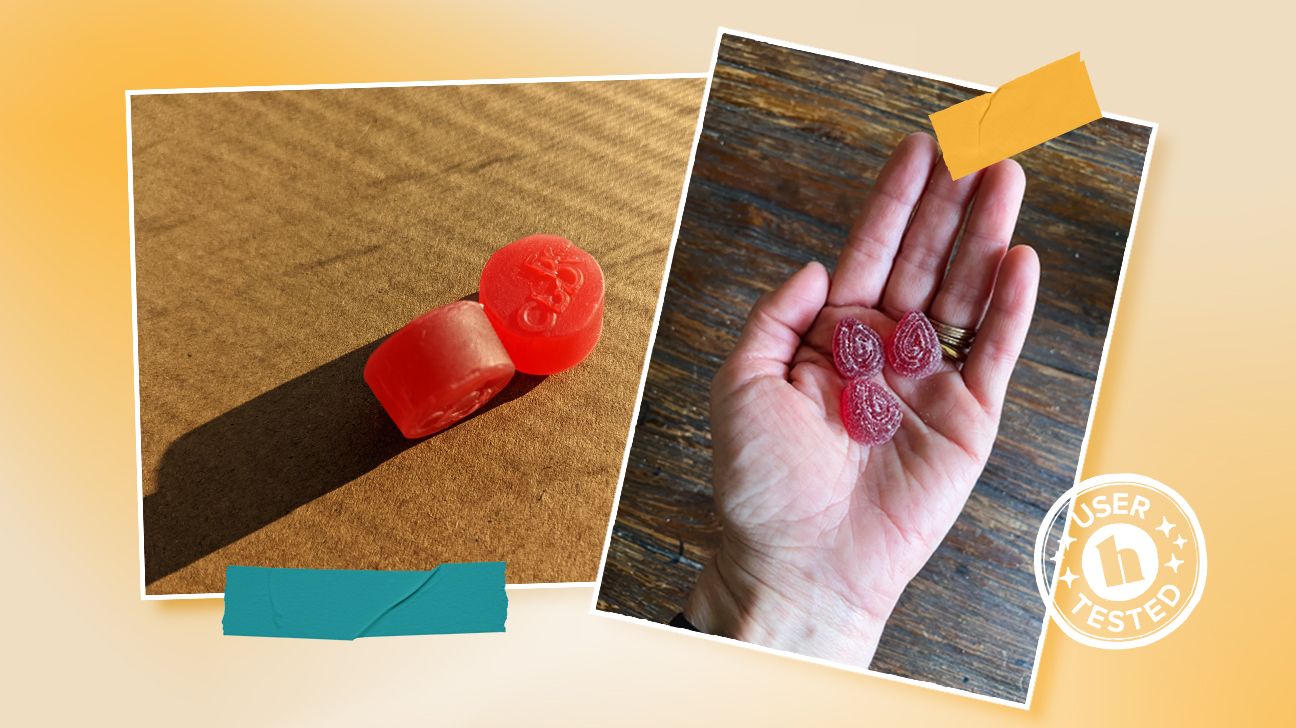 two CBD gummies by CBDfx and Soul CBD during product testing