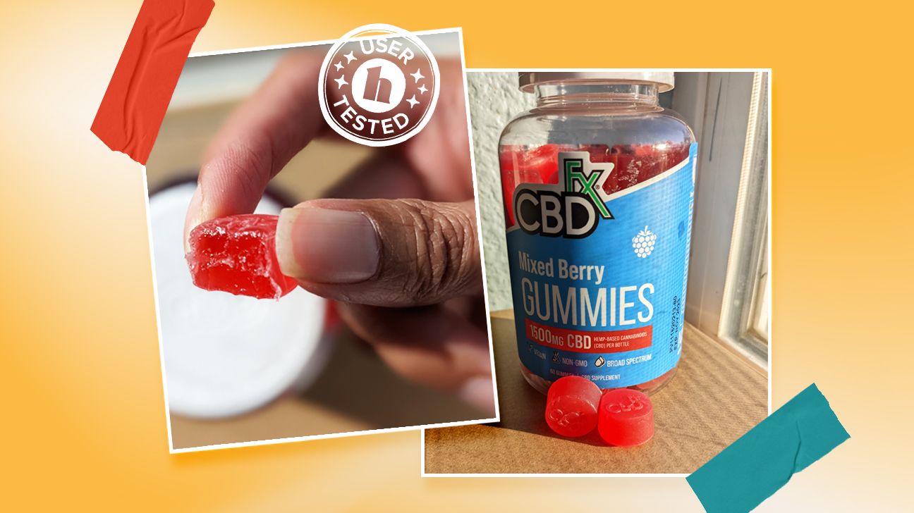 collage of review photos from testing CBDfx CBD gummies