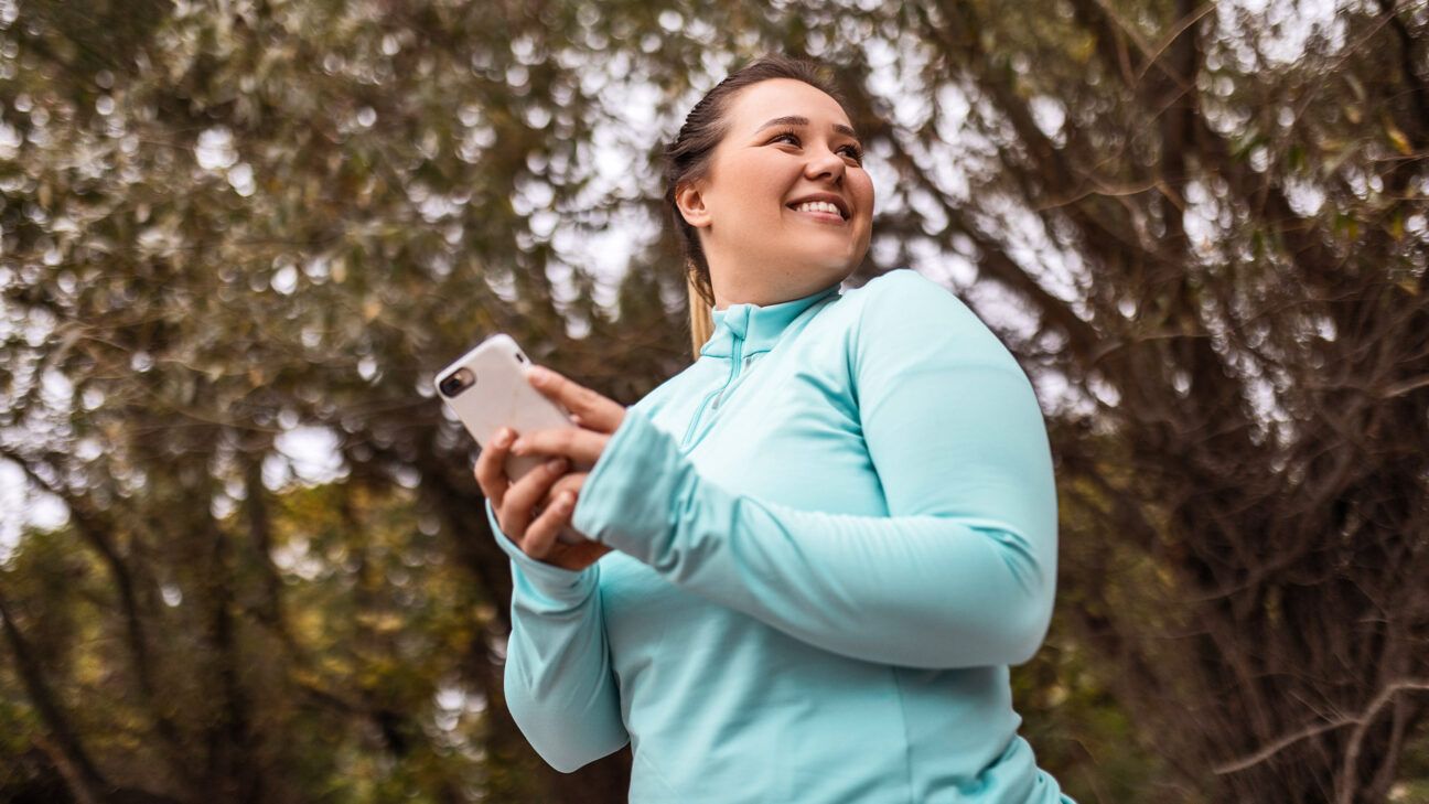 Female using a smartphone.