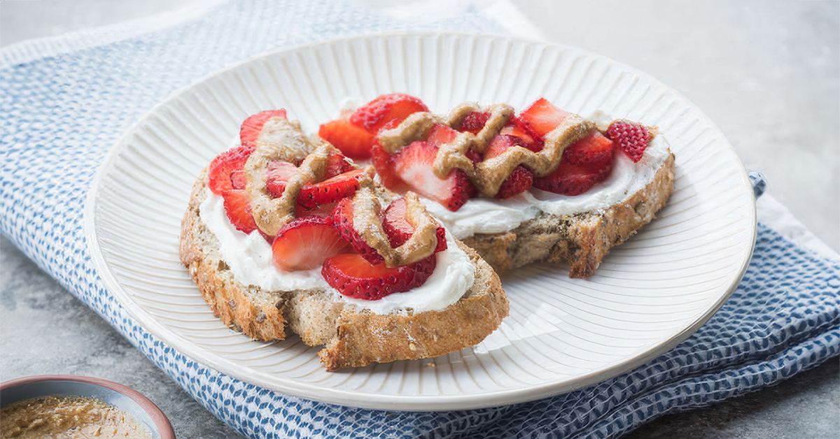 Morning Toast with Strawberries, Yogurt, and Almond Butter