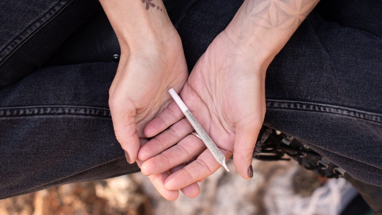 Marijuana joint held in hands