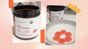 collage of testing Joy Organics CBD gummies