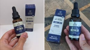 Healthline tester photos of Lazarus Naturals CBD Oil