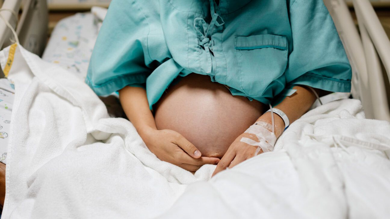 large belly of pregnant woman