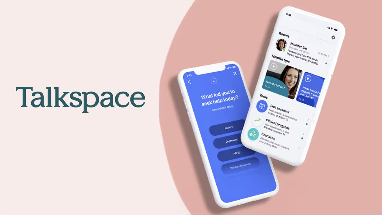 Mobile phone showing Talkspace experience