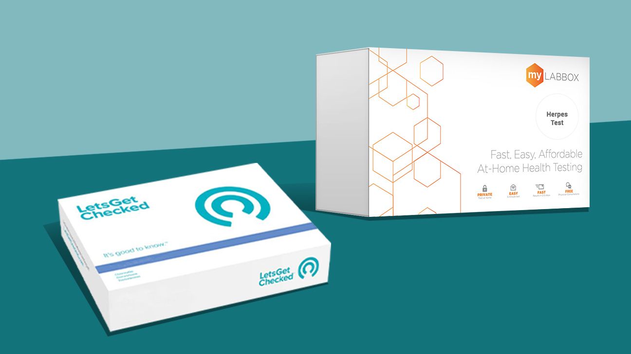 Collage of at home herpes tests by Letsgetchecked and mylabbox