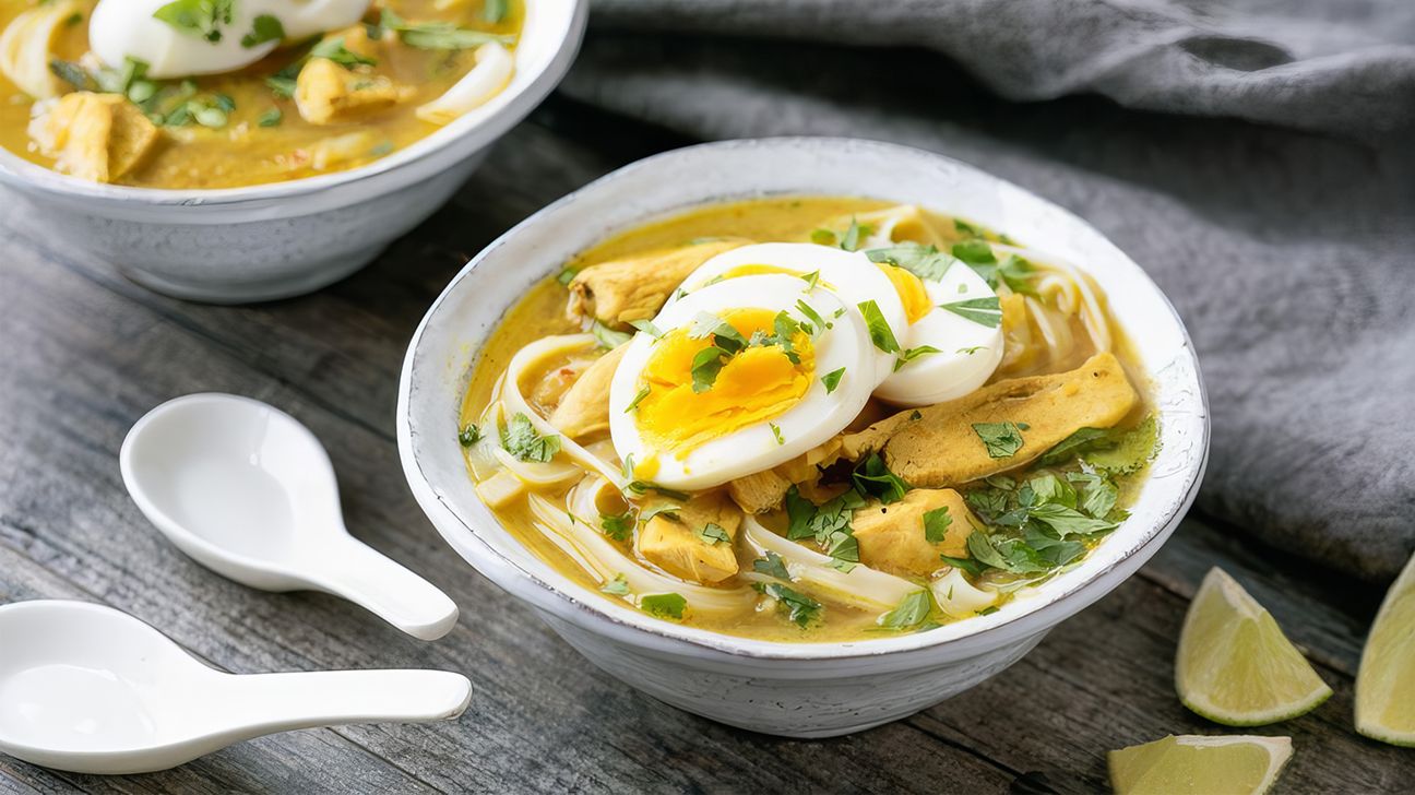 Singapore-style chicken laksa soup